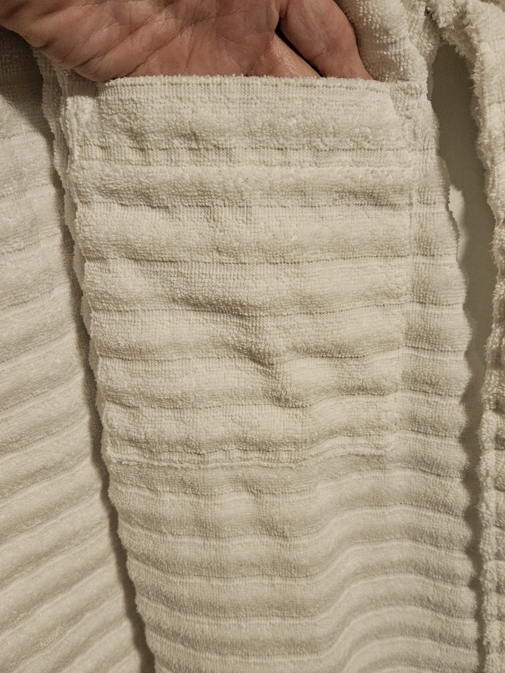 Garnet Hill Organic Cotton Hooded Spa Robe Ivory Cream Medium - Picture 3 of 6